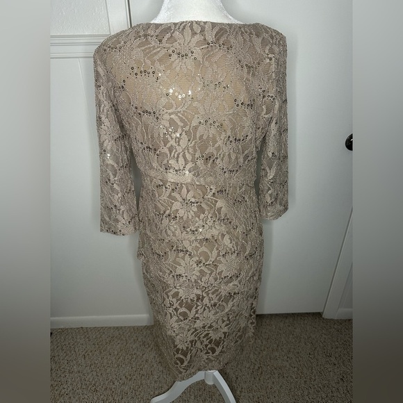 Ronnie Nicole Elegant Tan Lace Sheath Dresssize 8 NWT - Picture 2 of 5